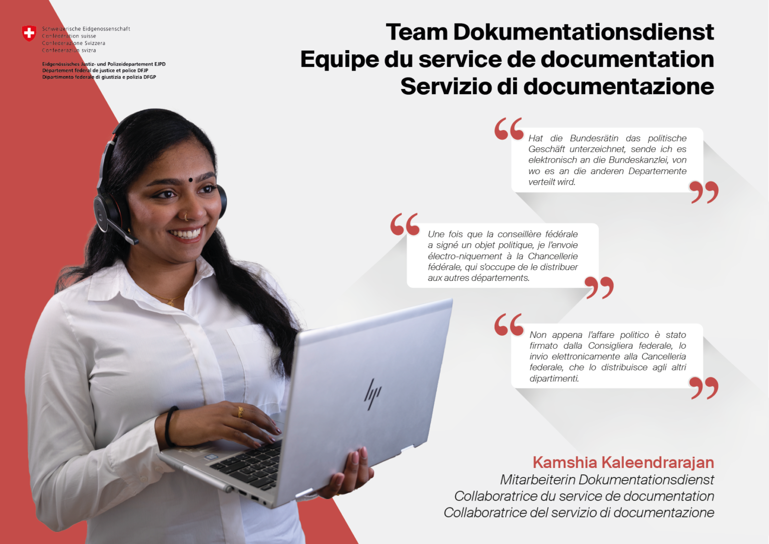 Dokumentationsdienst EJPD Plakat von Demi Cubisino